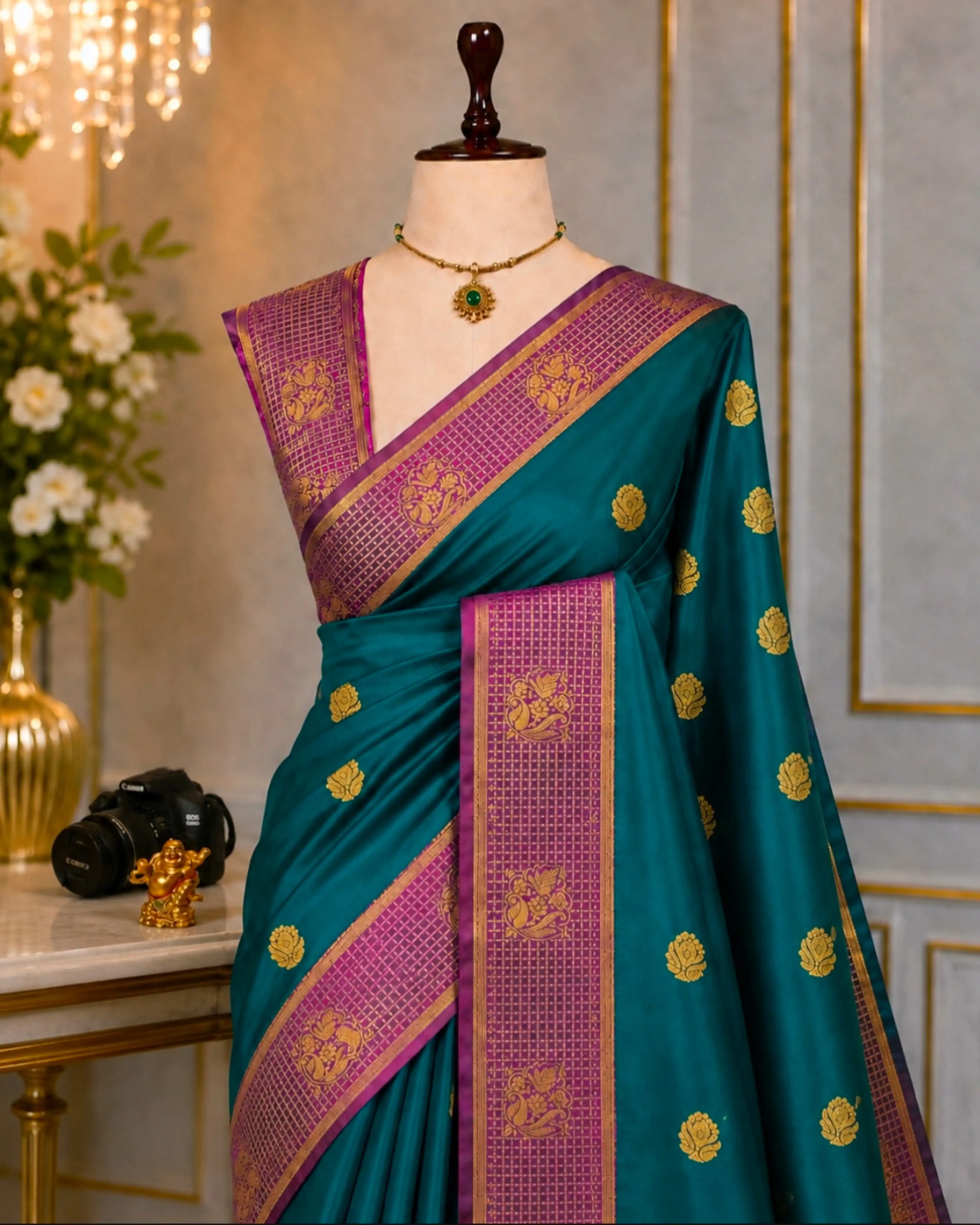 Fusion Korvai Zari Butta Semi Silk Saree